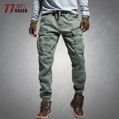Tactical Military Cargo Pants Men Multiple Pockets Drawstring Casual Cotton Trousers Male Hip Hop Streetwear Joggers Mens Pants