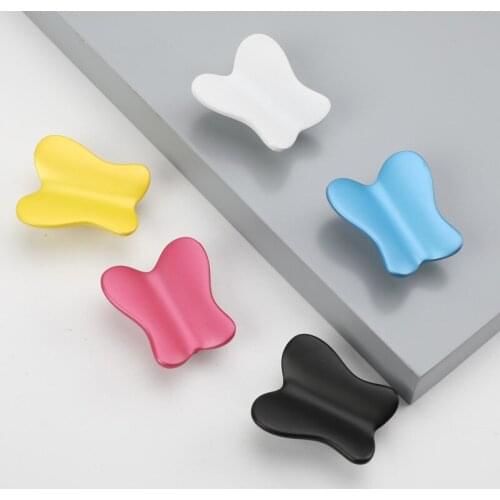 Childrens Room Color Handle Modern Cartoon Butterfly Blue Drawer Bookcase Wardrobe Door Pink Black Cabinet Handle