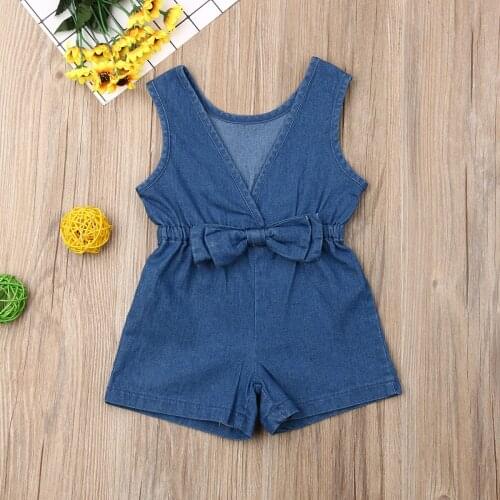 Infant Newborn Baby Girls Denim Jumpsuit Cotton Clothes Outfits