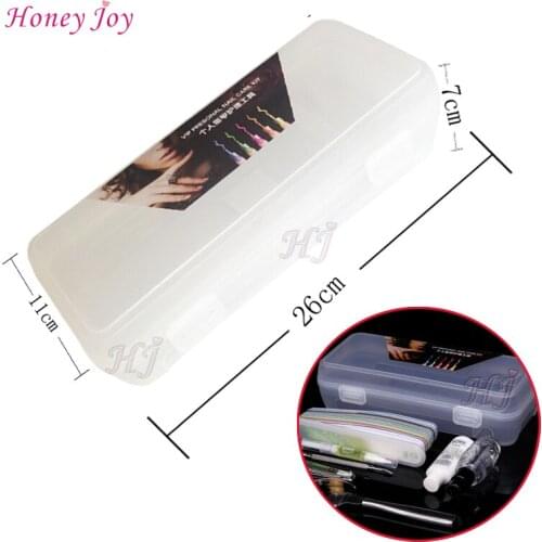 Well Fit Nail Art Makeup Brush Pen Container Tool Case Kit 26cm(L) x 11cm(W) x 7cm(H) 3 Grid Rectangle Empty Storage Box