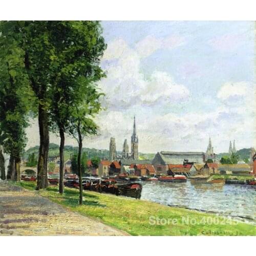 Famous Arts Reproduction The Cours la Riene The Notre Dame Cathedral Rouen Camille Pissarro oil Paintings High quality Handmade