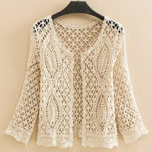 2021 spring and summer fashion thin knit sweater hollow shawl temperament casual western cardigan all-match top