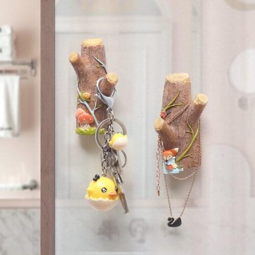 Stump decoration hook creative porch door hanging key rack storage wall without punching wall hanging wall hanging clothes hook