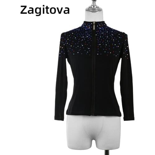 Custom Figure Skating Jackets For Girls Children High Quality Crystals Women Skiing Ice Skating Dress Training Clothes