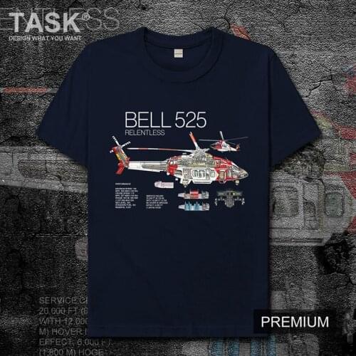 USA Bell 525 Relentless helicopter America Air Plane fans 100% cotton printed short-sleeved t-shirt mens summer casual shirt