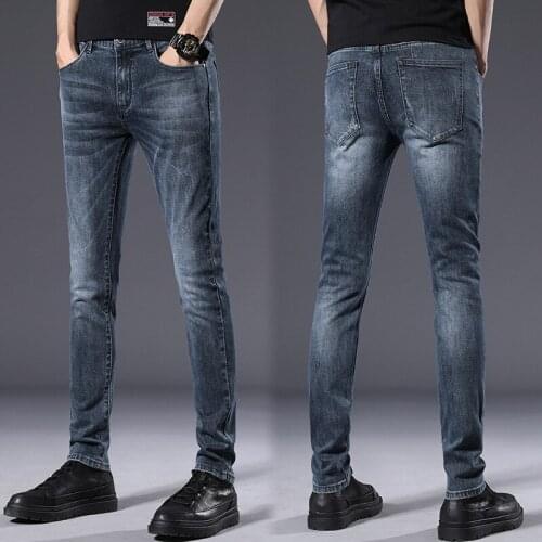 Mens Jeans 2021 Spring Autumn New Fashion Business Casual Elastic Brand Trousers Jeans Youth Slim Regular Denim Male Pants
