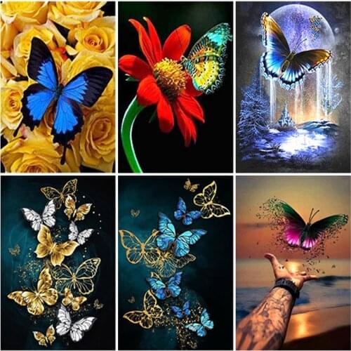 DIY Butterfly 5D Diamond Painting Full Square Drill Diamond Embroidery Animal Cross Stitch Kit Mosaic Wall Art Gift Home Decor