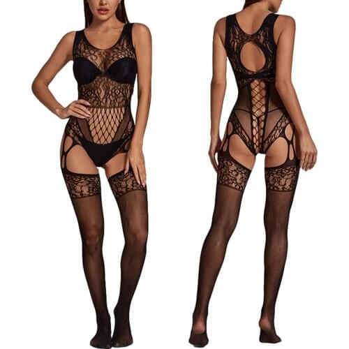 Ladies Summer Sexy Nightwear, Women Fashionable Hollow Perspective Mesh Long Sleeve Backless Short Hip Skirt Nightdress