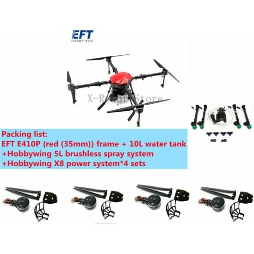 NEW version EFT E410P 4 Axis frame 0L 10KG brushless 5L water pump Folding Quadcopter Agriculture Drone Frame Hobbywing X8 Motor