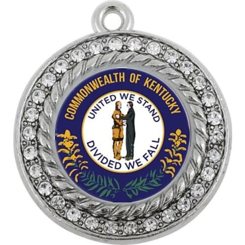 NEW style KENTUCKY FLAG CIRCLE CHARM charm antique silver plated jewelry