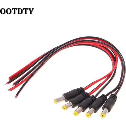 OOTDTY 5 Pcs 5.5x2.1mm Male DC Power Plug Connector CCTV PSU Pigtail Cable Jack 12V