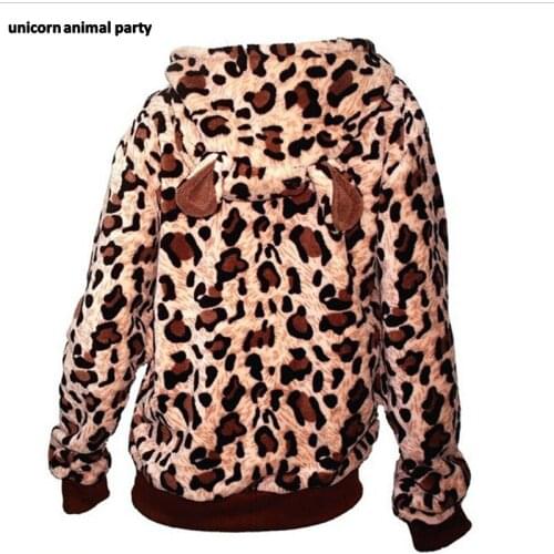 Unisex Autumn And Cartoon Modeling Midnight Costume Loose Coat Hoodie Sweater Lovely Small Monsters Leopard Leopard Print Lint