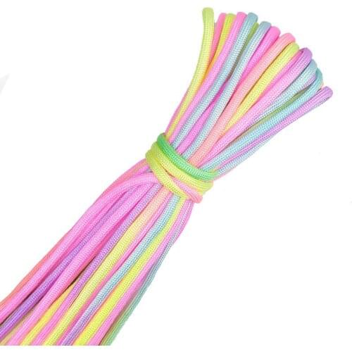 4mm Rainbow Colors Cord Rope III 7 Strand Parachute Lanyard Rope Climbing Camping Survival Equipment Paracord Bracelet