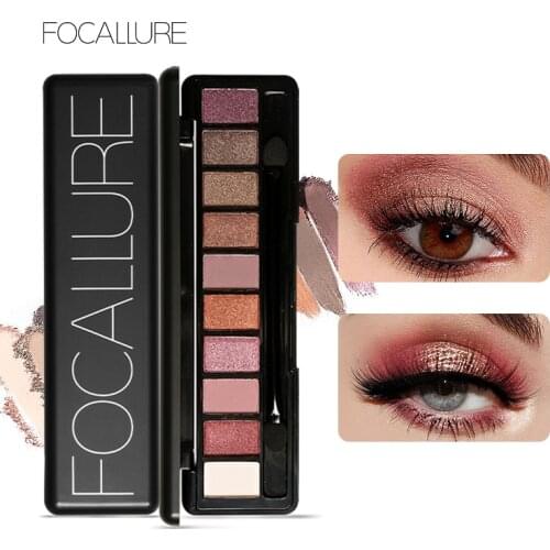 Focallure Full Featured Nude 10 Shade Eyeshadow Palette Wide Colors Shimmery Pink Matte Makeup Set