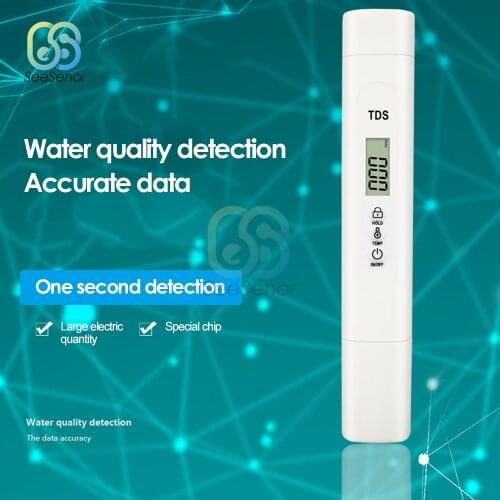 Portable Digital TDS Meter Tester Temperature Pen Water Purity PPM Filter Hydroponic for Aquarium Pool Water Monitor 0-9990ppm