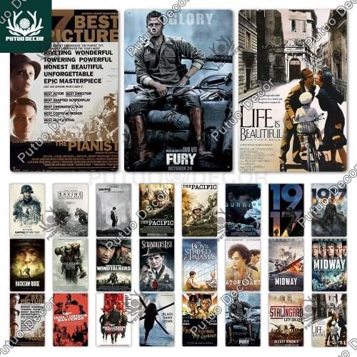 Putuo Decor World War II Vintage Tin Sign Metal Sign Decorative Plaque Wall Decor Man Cave Bar Pub Living Room Club Decoration