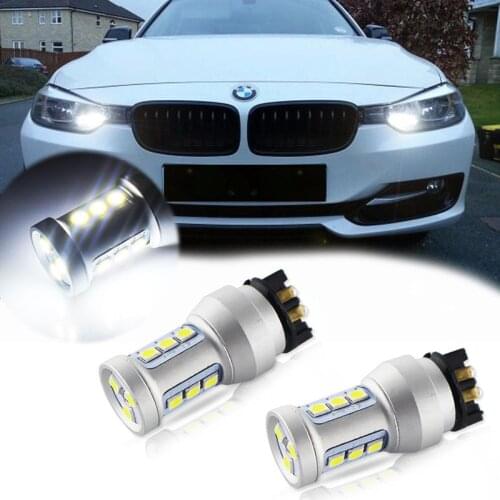 2pcs No Load Resistor Required PW24W PWY24W Xenon White LED Fit For Audi A3 A4 A5 Q3 BMW F30 3 Series Turn Signal / DRL Light