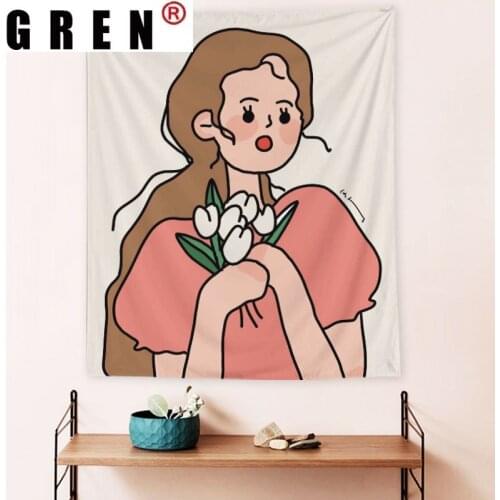 GREN Pink Girls Sweet Princess Dorm Tapestry Wall Hanging Rugs Background Cloth Beach Mat Blanket Art Bedroom Home Decor