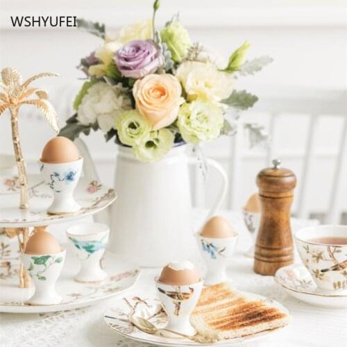 Breakfast rack European bone china tray ceramic egg rack smooth and delicate creative cup practical egg seat table tableware