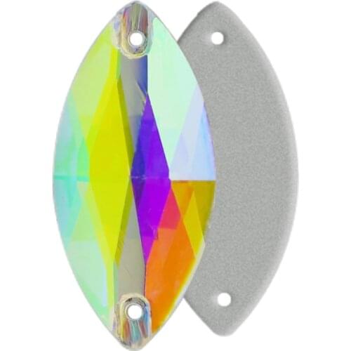 All size 3223 sew on Rhinestone glass crystal ab horse eye rhinestones Navette flatback sewing stones for wedding dress clothing