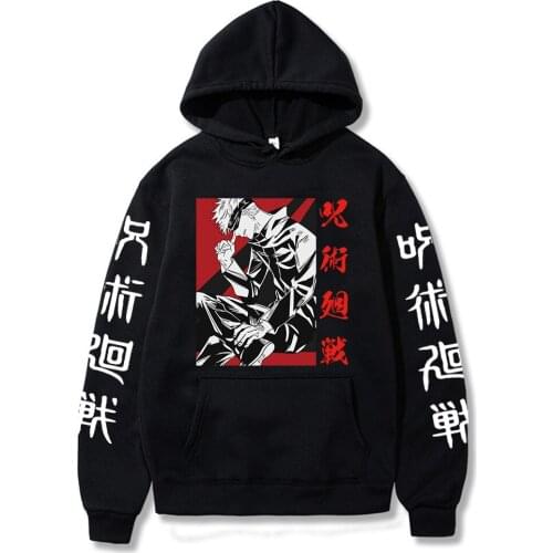 Kawaii Japanese Anime Jujutsu Kaisen Hoodies Men Gojo Satoru Graphic Hoodie Harajuku Sweatshirts Male