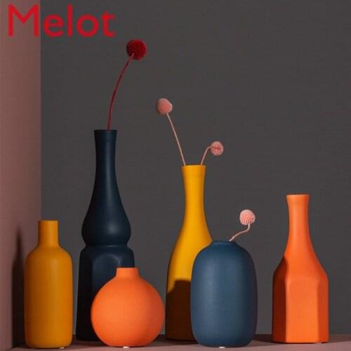 European-Style Simple Solid Color Ceramic Shaped Vase Modern Creative Living Room Flower Arrangement Home Decorations