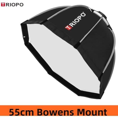 TRIOPO 55cm Octagon Bowens Mount Softbox with grid Reflector Light Box for photography Studio Strobe Flash Light accessories