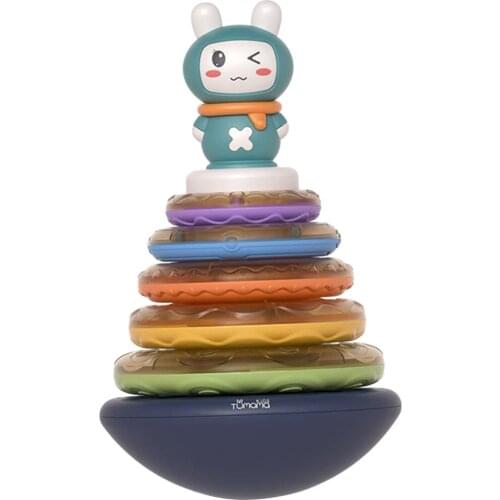 Funny Stacking Rings Toddler Baby Toy Fun Activity Toy Gift Rainbow Tumbler