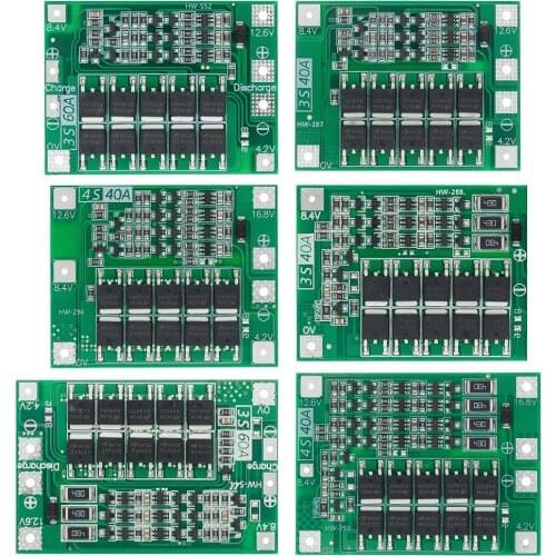 3S/4S 40A 60A Li-ion Lithium Battery Charger Protection Board 18650 BMS For Drill Motor 11.1V 12.6V/14.8V 16.8V Enhance/Balance