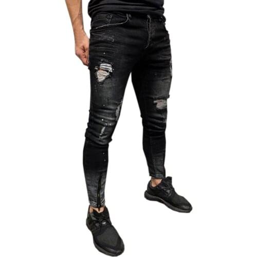 Womail Mens Skinny Stretch Denim Pants Distressed Ripped Freyed Slim Fit Jeans Trousers M300116