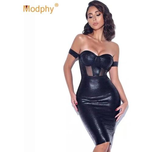 Black Patchwork Bandage Dress Women Sexy Sleeveless Strapless Hollow Bodycon Club Evening Party Vestidos 2020 Fashion New
