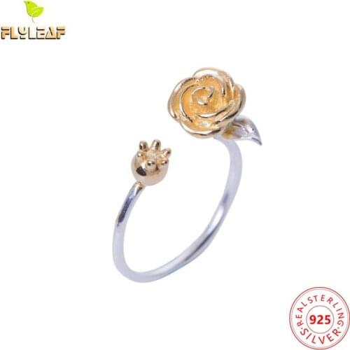 925 Sterling Silver Rose Flower Open Rings For Women High Quality Fashion Style Lady Gift Prevent Allerg Sterling-silver-jewelry