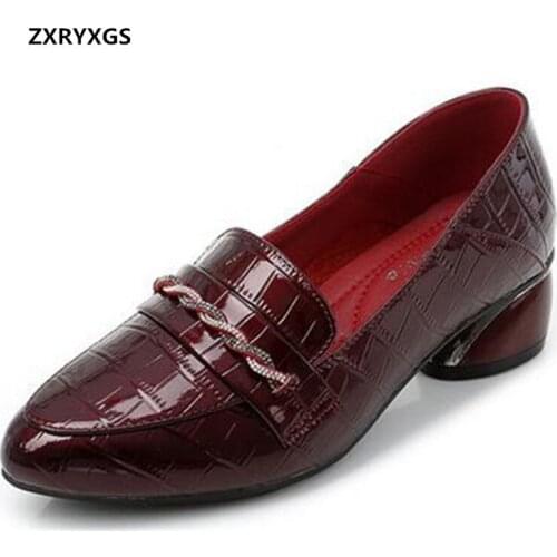 ZXRYXGS Top Cowhide Rhinestone Stylish Shoes Woman High Heeled Shoes 2020 Famous Patent Leather Shoes Womans Large Size Shoes