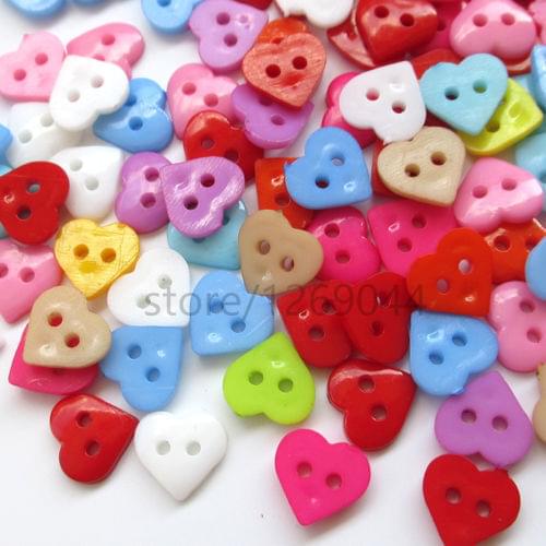 10mm Multicolor Plastic Heart Craft Flatback Button Sewing Scrapbooking Buttons DIY Accessories