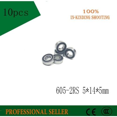 10pcs/Lot 605-2RS 605 RS 5x14x5mm ABEC-5 Rubber Sealed Ball Bearing Miniature Bearing Deep Groove Ball Bearing
