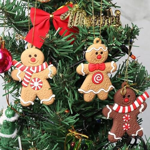 12PCS/Set Gingerbread Man Christmas Tree Ornaments Xmas Trees Hanging Pendant New Year Christmas Home Decoration for Gifts