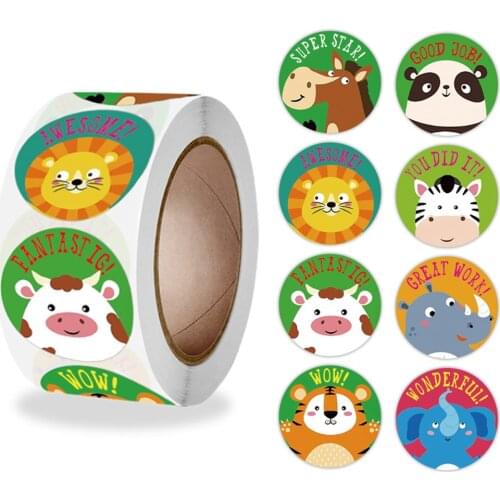 500pcs Cartoon Animals Stickers Kids Classic Toys Lion Hippo Elephant Sticker School Teacher Reward Sticker For Children Gifts