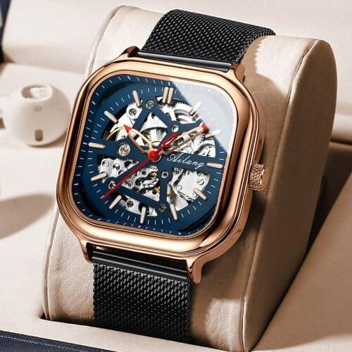 AILANG 2021 New Mens Watch Automatic Stainless Steel Hollow Luxury Fashion Watch Luminous Waterproof Atmosphere Genuine Watch