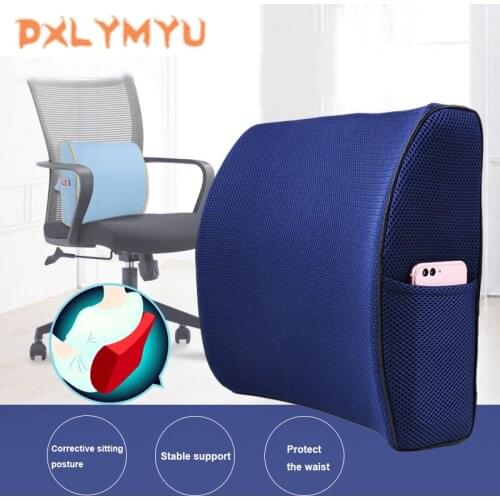 Car Memory Foam Breathable Healthcare Lumbar Cushion Back Waist Support Travel Pillow Car Seat Home Office Pillows Relieve Pain