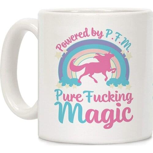 Powered by PFM White 11 Ounce Ceramic Coffee Mug