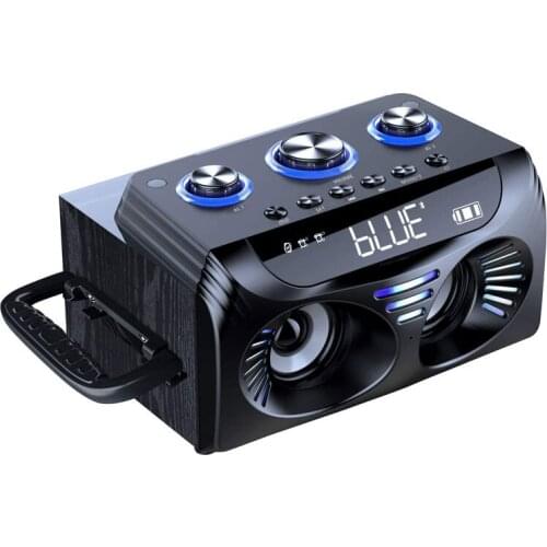 Bluetooth Speakers Loud Portable Wireless Desktop Speaker Subwoofer Stereo Sound Deep Bass FM Radio Alarm Clock Party Lights