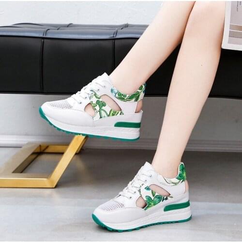 White Wedge Sandals Women Leather Shoes Wedges Sneakers Fashion Platform Sandals Spring Summer Shoes Women Closed Toe Sandals