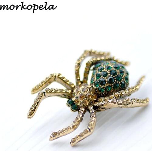 Morkopela Spider Rhinestone Brooch Fashion Men Women Suit Brooches Pin Jewelry Best Gift Costume Clothes Pins Accessories