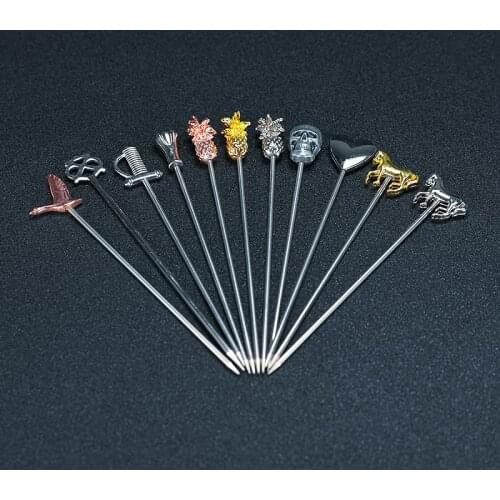 Cocktail Pin Wine Sign Bartender Decoration Sign Stainless Steel Wine Pin Decoration Martini Fruit Sign Cake Sign