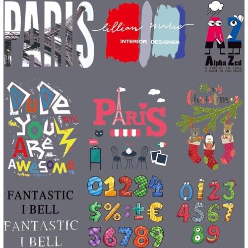 Letter Colors Arabic Number Iron Patches Heat Transfer for Clothing T-shirt Vinyl Ironing Sticker Heat Press Applique Badge