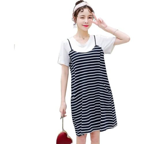 Maternity Loose Strips Tops Short Sleeve Nursing Tops for Pregnant Women Moms Breastfeeding Dresses Pregnancy Women Clothes