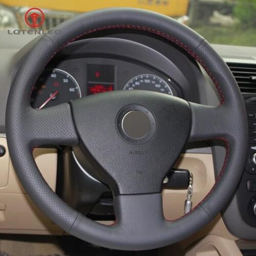 LQTENLEO Black Artificial Leather Car Steering Wheel Cover for Volkswagen VW Golf 5 Passat B6 Jetta 3 Tiguan Touran 2005-2011