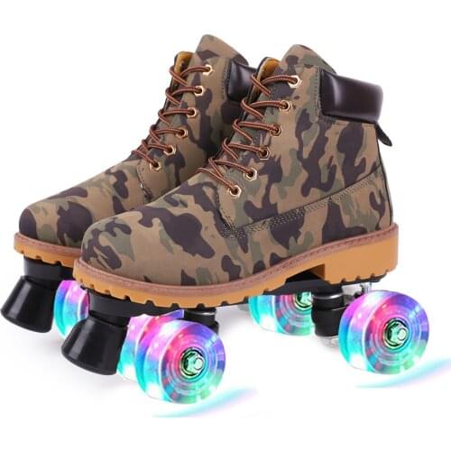 Camouflage Quad Roller Skates 4-Wheels Woman Men 6 Color Double Row Skating Shoes Sliding Sneakers Patines Europe Size 36-46