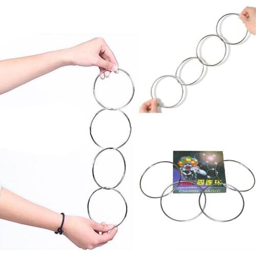 4pcs China link ring magic toy metal ring four serial ring street novelty magic show props classic toy