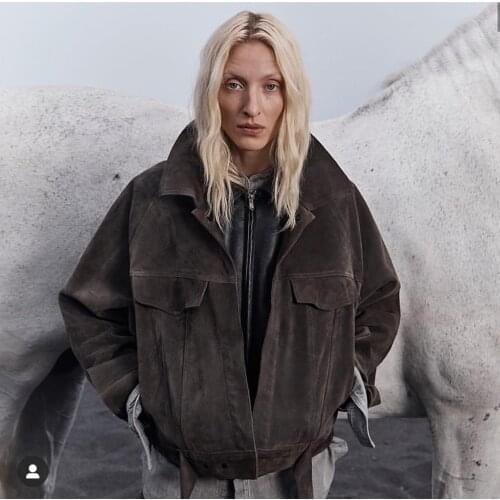 Grace Of God 6th Autumn Winter Mens Women High Street Hip-Hop Suede Comfortable Streamer Short Jacket